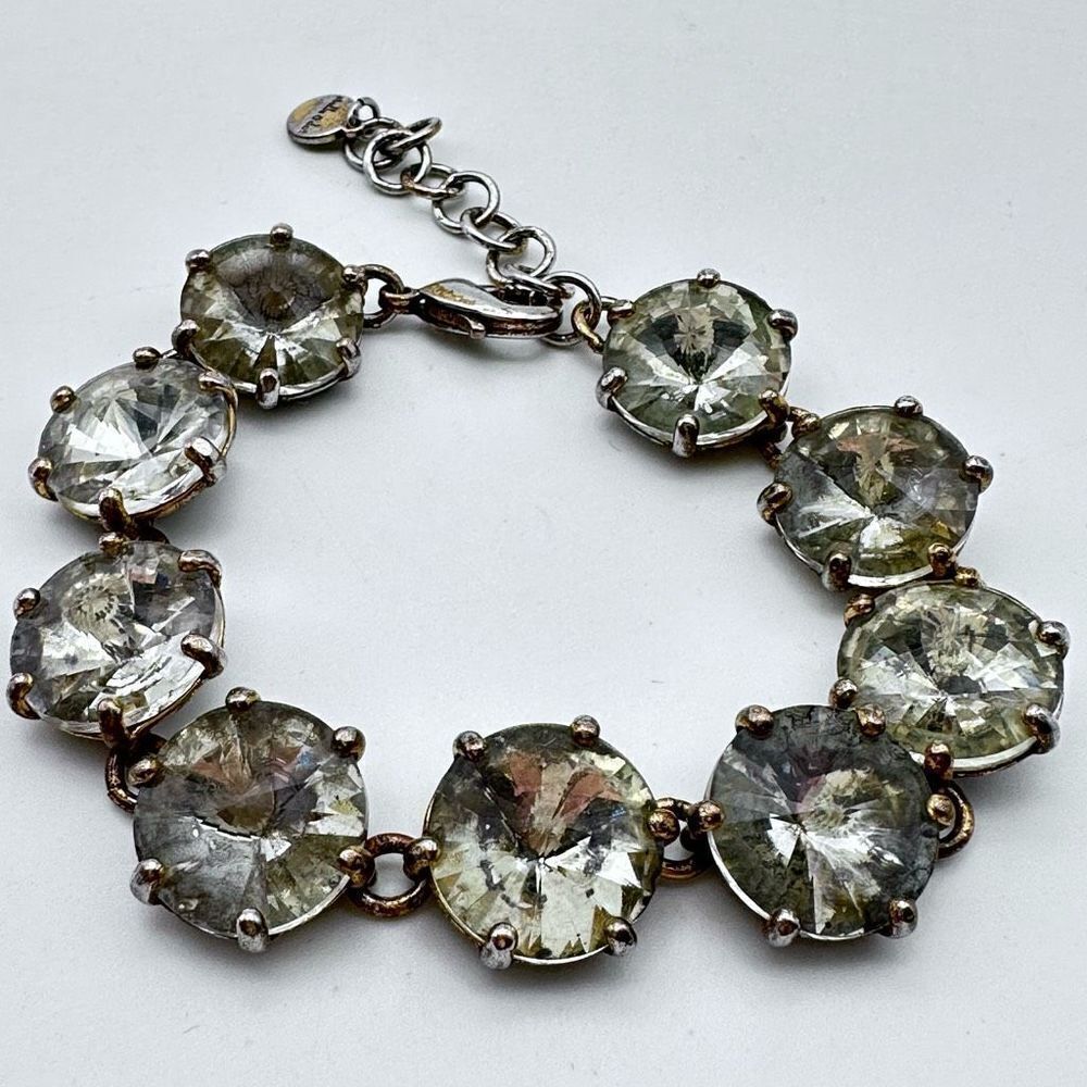 Stella & Dot Amelie Crystal Bracelet Chain rocker chic sophisticated ‎ silver
